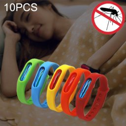 10 PCS anti-moustique Silicone Repellent Bracelet Boucle Bracelet Bugs Away, Convient pour les enfants et les adultes, Longueur: 23cm, livraison aléatoire des couleurs
