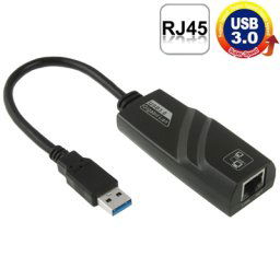 Adaptateur Ethernet USB 3.0 10/100 / 1000Mbps pour ordinateurs portables, Plug and Play (noir)