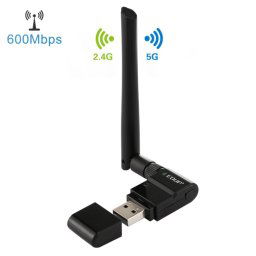 EDUP EP-AC1635 Adaptateur Ethernet sans fil 11AC USB Ethernet à deux bandes 600Mbps 2dBi pour ordinateur portable / PC (noir)