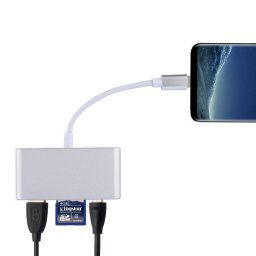 5 en 1 Micro SD + SD + USB 3.0 + USB 2.0 + Port micro USB vers USB-C / Type-C Lecteur de cartes d adaptateur OTG COMBO pour tablette, smartphone, PC (Argent)