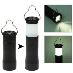Lampe de camping à lampe de poche à DEL, torche télescopique ultra-brillante en aluminium très pratique avec clip (noir)