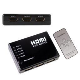 Commutateur HDMI 5 ports 1080p avec télécommande, prise en charge HDTV (noir)