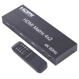 Sélecteur / répartiteur matriciel HDMI 4x2 avec télécommande, prise en charge ARC / MHL / 4Kx2K / 3D, 4 ports Entrée HDMI, 2 ports Sortie HDMI