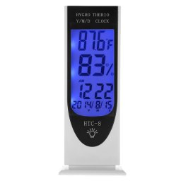 HTC-8 Luminomètre LCD lumineux LED Night Light Thermomètre à rétro-éclairage Hygromètre, avec alarme / Date / Horloge / Calendrier