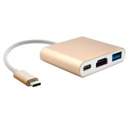 Câble adaptateur USB type C vers HDMI 3 en 1, pour MacBook 12 pouces version 2015, version Google Chromebook Pixel 2015, tablette PC Nokia N1 (Gold)