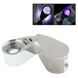 Loupe en verre avec loupe avec 3 lampes à DEL pour la détection des devises et l identification des bijoux (argent)