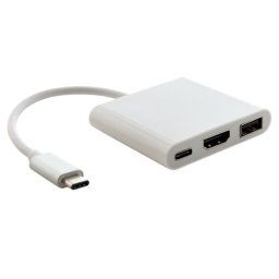 Câble adaptateur USB type C vers HDMI 3 en 1, pour MacBook 12 pouces version 2015, version Google Chromebook Pixel 2015, tablette PC Nokia N1 (argent)