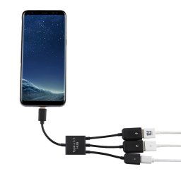 Portable USB-C / Type-C Mâle à deux ports USB Femelle + Micro USB Femelle Mini Câble Hub Splitter Adaptateur