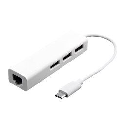 Adaptateur Ethernet 100 cm / s de 13 cm USB-C 3.1 / Type-C avec concentrateur USB 2.0 3 ports, pour MacBook 12 pouces / Chromebook Pixel 2015 (blanc)