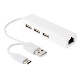 USB-C / Type-C 3.1 à 3 ports USB HUB + adaptateur Ethernert, pour Galaxy S8 et S8 + / LG G6 / Huawei P10 et P10 Plus / Xiaomi Mi6 et Max 2 et autres smartphones