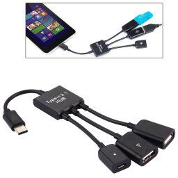 17.8cm 3 ports USB-C / Type-C 3.1 OTG câble de charge, pour Galaxy S8 et S8 + / LG G6 / Huawei P10 et P10 Plus / Xiaomi Mi 6 et Max 2 et autres smartphones (noir)