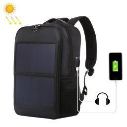 HAWEEL Sac à dos pour ordinateur portable à panneau solaire 14W avec poignée et port de charge USB 5V / 2.1A Max (noir)