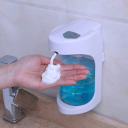 OH-Bubble Distributeur de savon en mousse à induction automatique en plastique à double usage pour bureau mural (blanc)