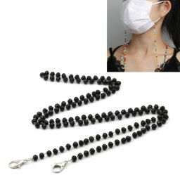 5 PCS Mask Lanyard Handmade Crystal Bead Chain Anti-Drop Hanging Glasses Chain, Couleur: Noir