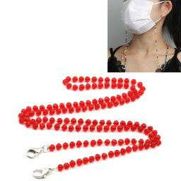 5 PCS Mask Lanyard Handmade Crystal Bead Chain Anti-Drop Hanging Glasses Chain, Couleur: Rouge