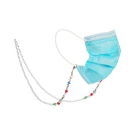 Collier de lanière de masque de 5 pièces, perle à facettes transparente, chaîne de masque anti-perdu rétro