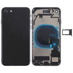 Batterie couvercle arrière avec touches latérales et vibrateur et haut-parleur fort et bouton d alimentation + bouton de volume câble câble et bac à cartes pour iPhone 8 (noir)