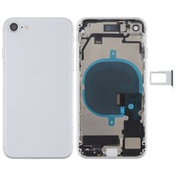 Batterie couvercle arrière avec touches latérales et vibrateur et haut-parleur fort et bouton d alimentation + bouton de volume Câble câble et bac à cartes pour iPhone 8 (Argent)