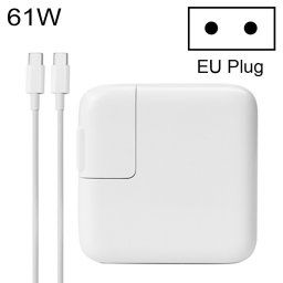 Adaptateur secteur 61W Type-C Chargeur portable avec câble de charge de 1,8 m Type-C, fiche UE, pour MacBook, Xiaomi, Huawei, Lenovo, ASUS et autres ordinateurs portables (Blanc)