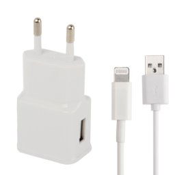 Chargeur câble de synchronisation + chargeur de voyage à prise européenne, pour iPad, iPhone, Galaxy, Huawei, Xiaomi, LG, HTC et autres téléphones intelligents, appareils rechargeables (Blanc)