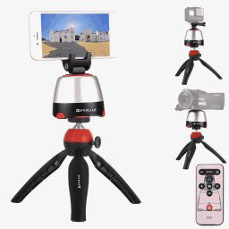 Tête panoramique PULUZ Electronic à rotation à 360 degrés + support de trépied + pince GoPro + pince de téléphone avec télécommande pour téléphones intelligents, GoPro, appareils photo DSLR (rouge)