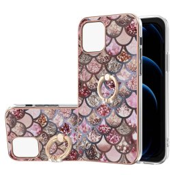 Motif de galvanoplastie IMD TPU Case antichoc avec porte-bague en strass pour iPhone 13 PRO (balances roses)