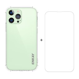 Hat-Prince Enkay Clear TPU Case Soft Soft PROTECTION COUVERTURE DE PROTECTION DROP + PRODUIT DE PROTECTEUR DE VERRE TRAITÉ DU CLEAR POUR IPHONE 13 PRO