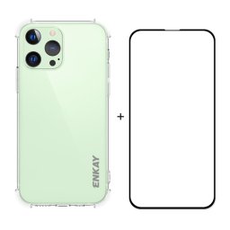 Hat-Prince Enkay Clear TPU Case Soft Soft Soft PROTECTION COUVERTURE DE PROTECTION DROP + COUVERTURE PLEIN FILM DE PROTECTEUR DE VERRE TRAITÉ POUR IPHONE 13 PRO