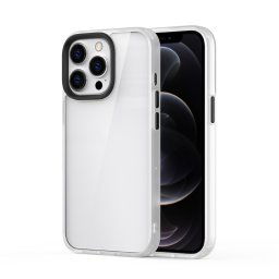 Bouclier Ming Hybrid Givré Transparent PC + TPU Étui anti-gra-à gratter pour iPhone 13 Pro (Transparent)