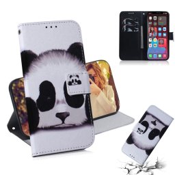 Dessin coloré Horizontal Flip Cuir Case, avec porte-cartes et portefeuille pour iPhone 13 Pro (Panda)