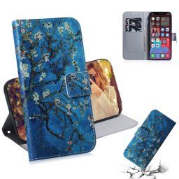 Dessin coloré Horizontal Flip Cuir Case, avec porte-cartes et portefeuille et portefeuille pour iPhone 13 Pro (fleur d'abricot)