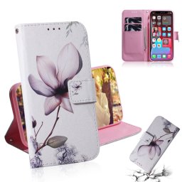 Dessin coloré Horizontal Flip Cuir Case, avec porte-cartes et portefeuille pour iPhone 13 Pro (Fleur de Magnolia)