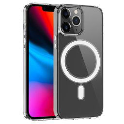 Case Magsafe Bague magnétique simple Anneau de cristal clair Tout compris PC + TPU Case antichoc pour iPhone 13 PRO (transparent)