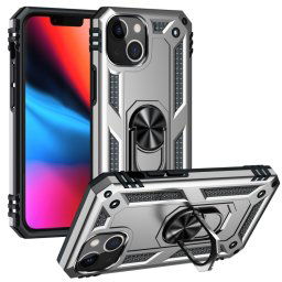Étui de protection TPU + PC antichoc avec support rotatif à 360 degrés pour iPhone 13 mini (argent)