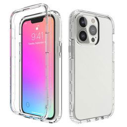 Changement progressif de la transparence élevée de la transparence de la transparence à deux couleurs PC + TPU Candy Colors Cas de protection pour iPhone 13 Pro (Transparent)