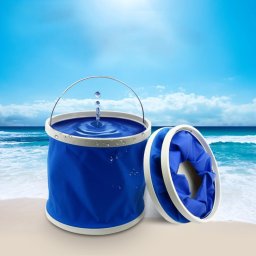 KANEED Seau d'eau pratique pliable et évolutif en tissu Oxford de 11 litres / 2,9 gallons pour le camping / lavage de voiture / pêche / randonnée / plage livraison de couleurs aléatoires
