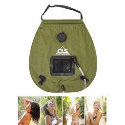 Sac de bain en plein air Bouillotte solaire de camping autonome 20L Sac de stockage d'eau (vert armée)