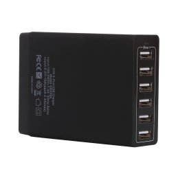 XBX09A 50W 5V 2.4A 6 ports USB Chargeur rapide Chargeur de voyage (Noir)