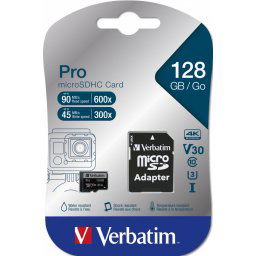 Verbatim microSDXC Pro 128GB Class 10 UHS-I avec adaptateur