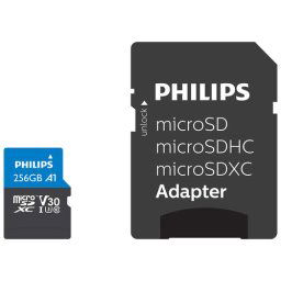 Philips MicroSDXC Card 256GB Class 10 UHS-I U3 + adaptateur