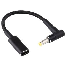 Coude 5,5 x 1,7 mm vers adaptateur USB-C / Type-C Câble tressé en nylon