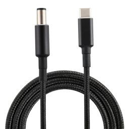 PD 100W 7,4 x 0,6 mm mâle vers USB-C / Type-C câble de charge d'alimentation en nylon mâle pour HP, longueur du câble: 1,7 m