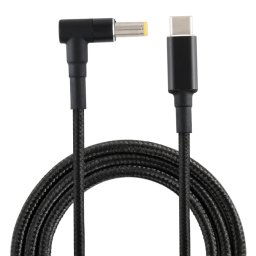 PD 100W 5.5 x 2.5mm Coude mâle vers USB-C / Type-C Câble de charge d'alimentation en nylon mâle, longueur du câble: 1,7 m