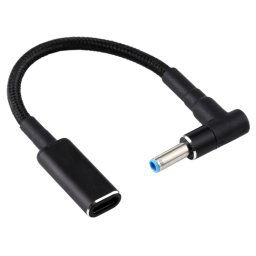 PD 100W 18,5-20V 4,5 x 0,6 mm coude vers adaptateur USB-C / Type-C Câble tresse en nylon pour HP