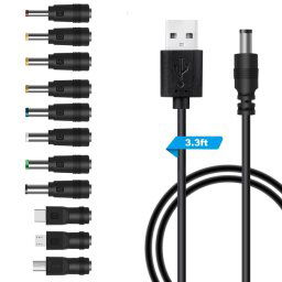 11 en 1 Cordon d'alimentation CC USB Multi-fonction Interchange Câble de charge USB (noir)