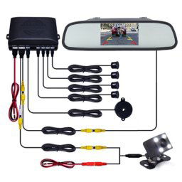 Moniteur de rétroviseur PZ604 170 degrés voiture 4,3 pouces avec caméra carrée