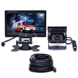 F0505 7 pouces HD voiture 18 LED IR moniteur de rétroviseur de caméra de recul, avec câble de 10 m