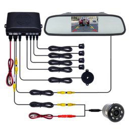 Moniteur de rétroviseur PZ604 170 degrés voiture 4,3 pouces avec caméra ronde