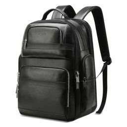 Bopai 851-019811 Grande capacité antivol étanche Leathar sac à dos pour ordinateur portable tablette pour 15,6 pouces et moins, avec port de chargement USB (noir)