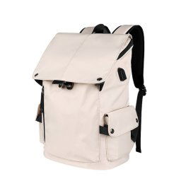 Sac à dos pour ordinateur portable universel SJ02 13-15.6 pouces avec port de charge USB (abricot)